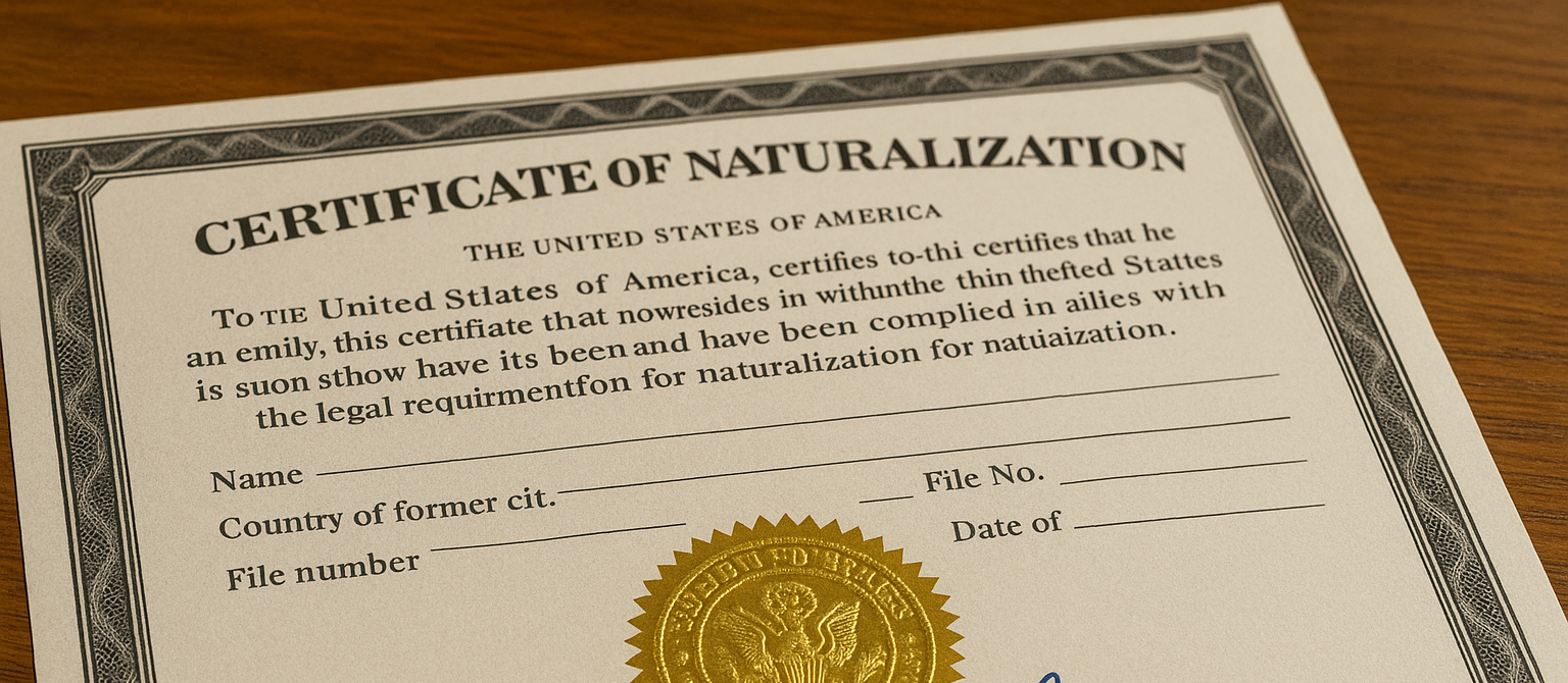 Apostille Certificate of Naturalization for Americans