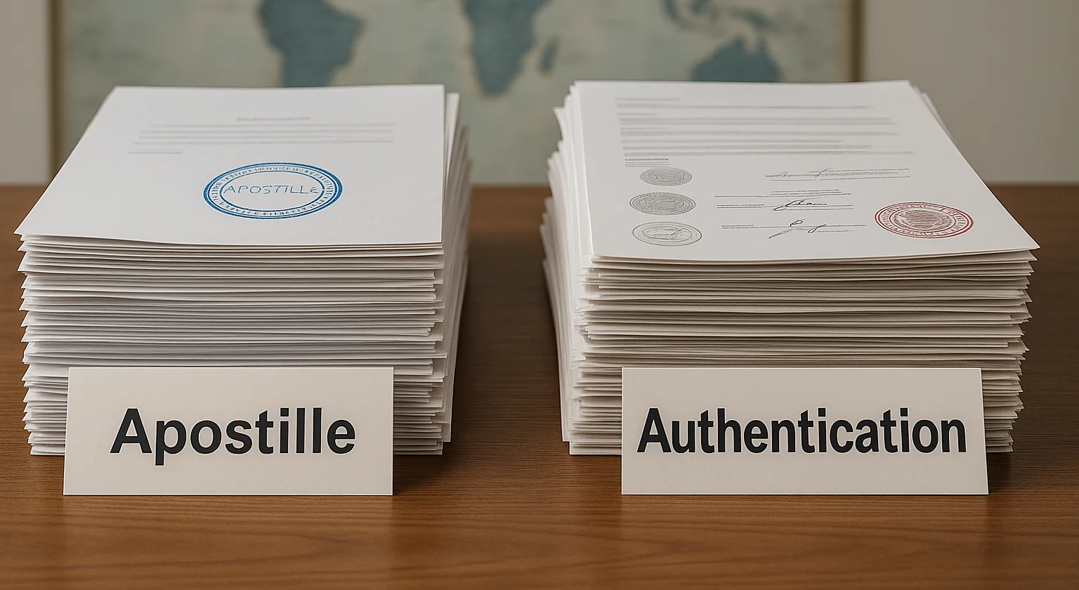 apostille and authentication on official documents comparison