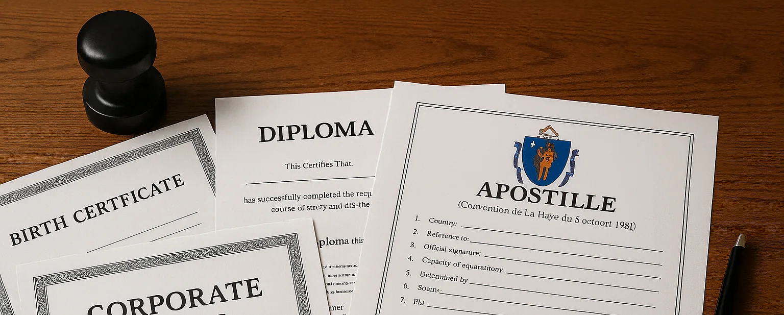 apostille process for documents in Massachusetts by EZ Apostille