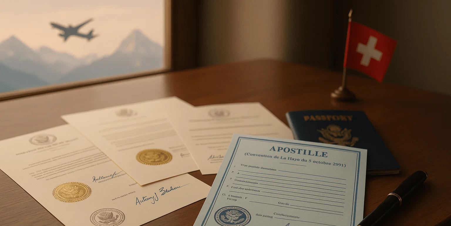 documents ready for international use in Switzerland with apostille by EZ Apostille
