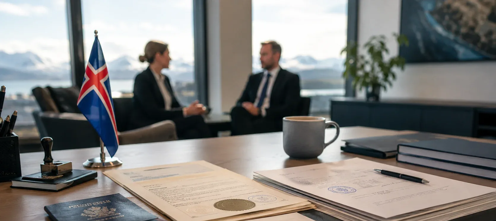 U.S. documents, passport, and apostille papers prepared for relocation to Iceland